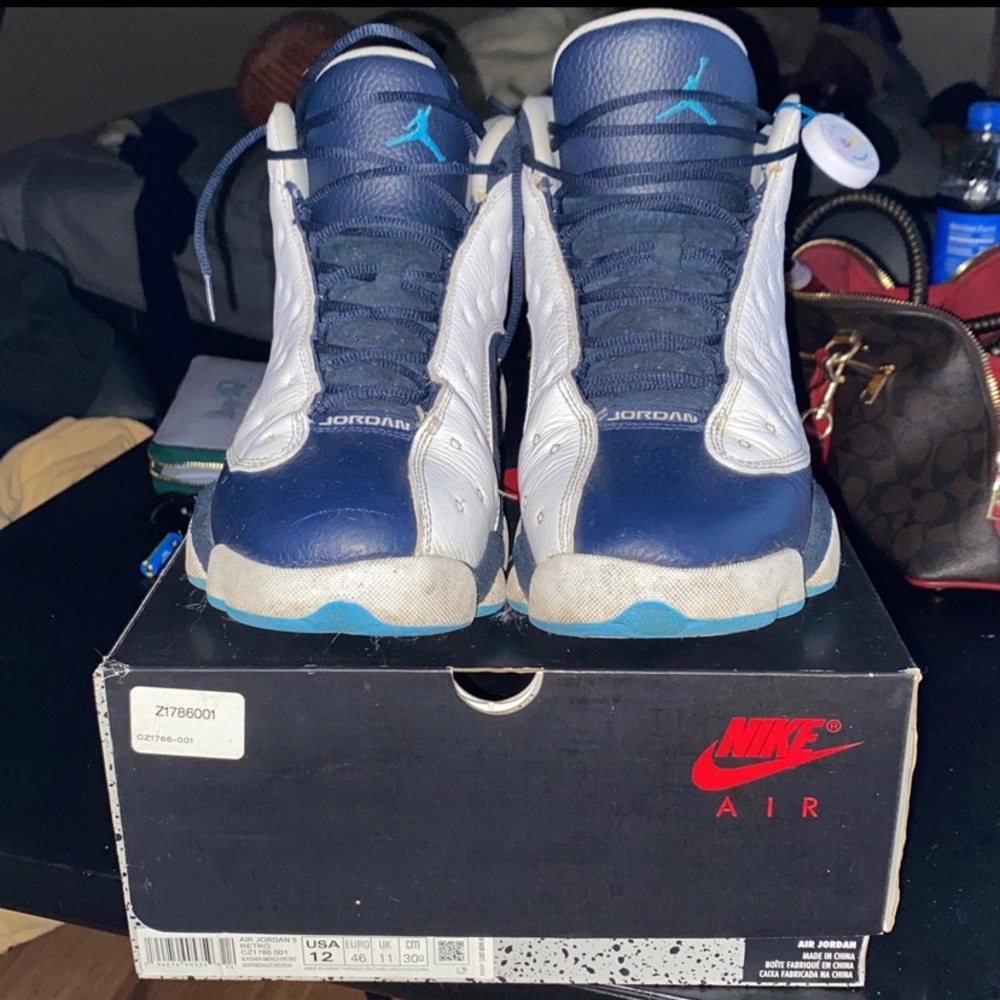 Air Jordan 13 GS Retro White Obsidian Powder Blue, Size 12, Powder Blue